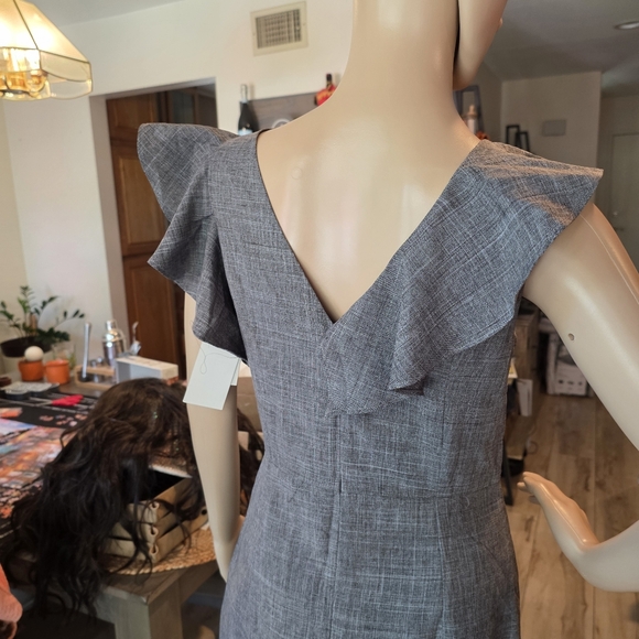 Chic Asymmetrical Ruffle Dress - Gray - Picture 7 of 9
